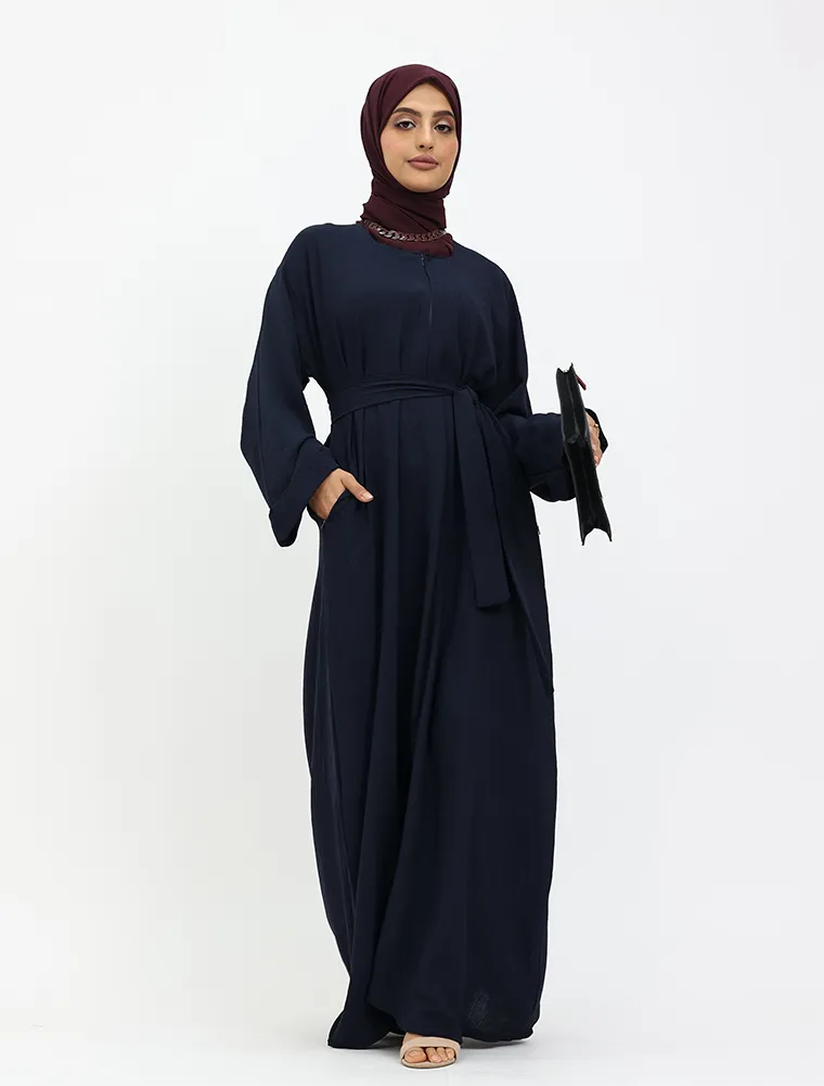 Navy Linen Feel Basic Abaya